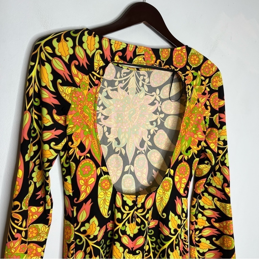 Zara NEW Mini Go-Go Dress Size XS 60's Groovy Floral Open Back - Picture 9 of 9